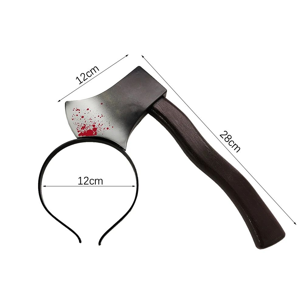 Bloody Weapon Halloween Headband | Fake Axe, Saw & Knife Horror Prop | Lightweight Slip-On Costume Accessory for Parties
