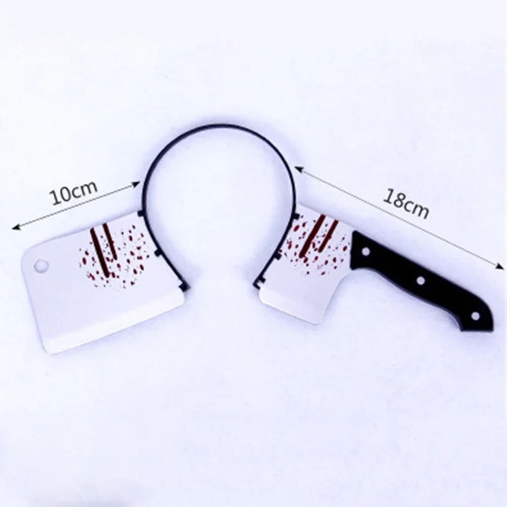 Bloody Weapon Headband Halloween Prop | Head-Through Optical Illusion Design | Lightweight Reusable Costume Accessory