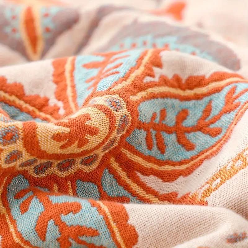 Boho-Chic – Cotton Throw Blanket with Floral Pattern 7