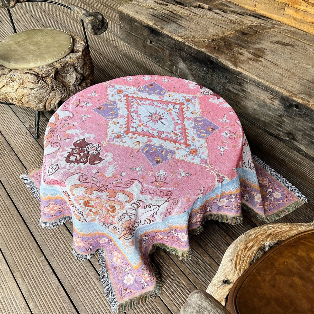 BohoChic | Throw Blanket – Reversible Aztec Tapestry Design 1