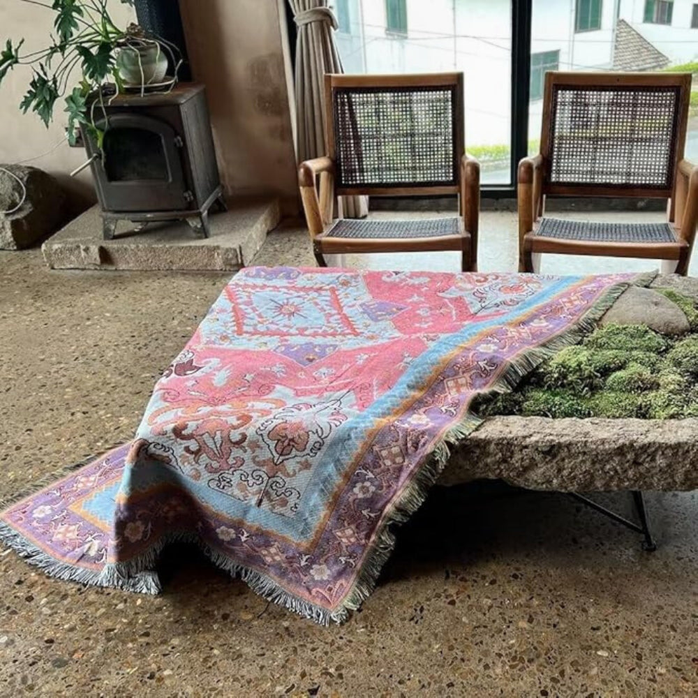 BohoChic | Throw Blanket – Reversible Aztec Tapestry Design 4
