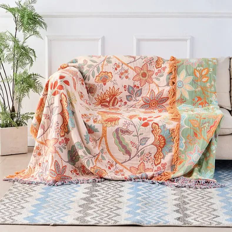 BohoWeave – Cotton Reversible Blanket with Jacquard Pattern 1