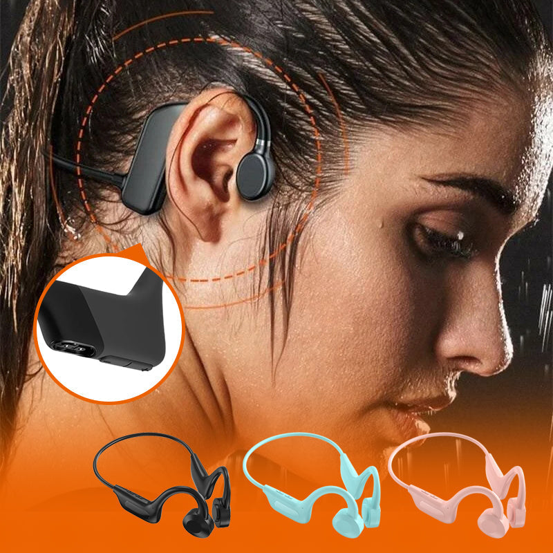 Bone Conduction Headphones Bluetooth 5.2 | Open-Ear Wireless Design for Glasses | 13 Hours Playtime, Sweatproof