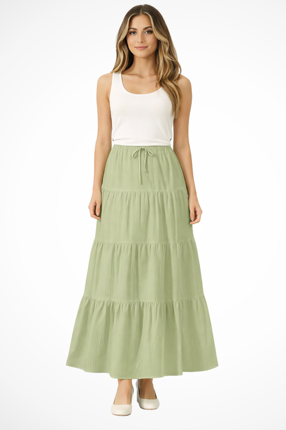 Bonnie | Women's Maxi Skirt - Tiered Design With Elasticated Waistband 10