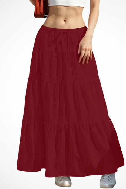 Bonnie | Women's Maxi Skirt - Tiered Design With Elasticated Waistband 3