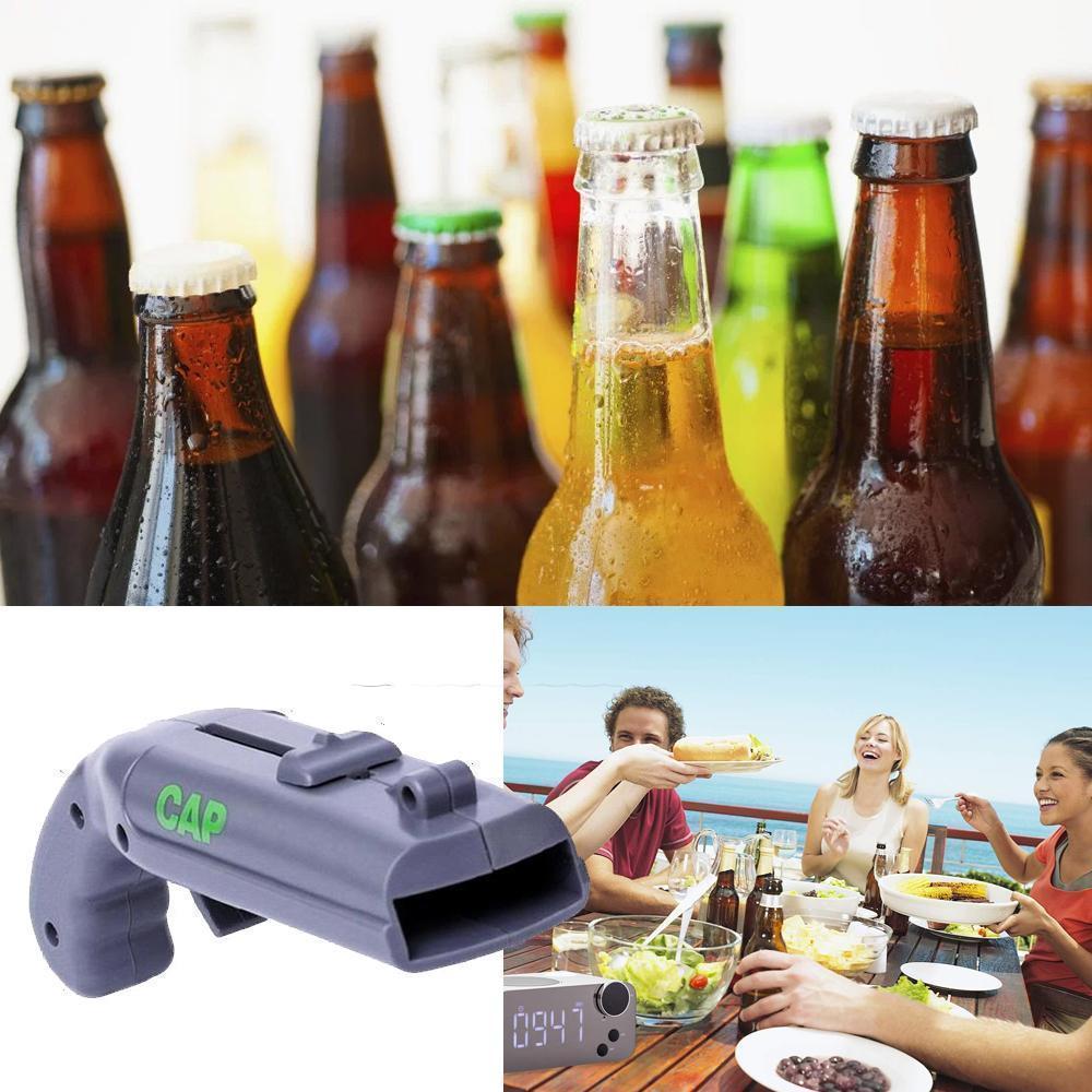 Bottle Cap Shooter Bottle Opener | Magnetic Cap Hold & Launch Mechanism | Fun Pull-Trigger Bottle Opening Tool