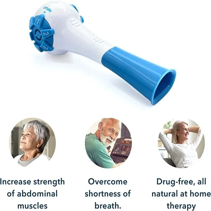 Breathing Exerciser Trainer Device | Adjustable Inhale & Exhale Resistance | Drug-Free Respiratory Muscle Builder