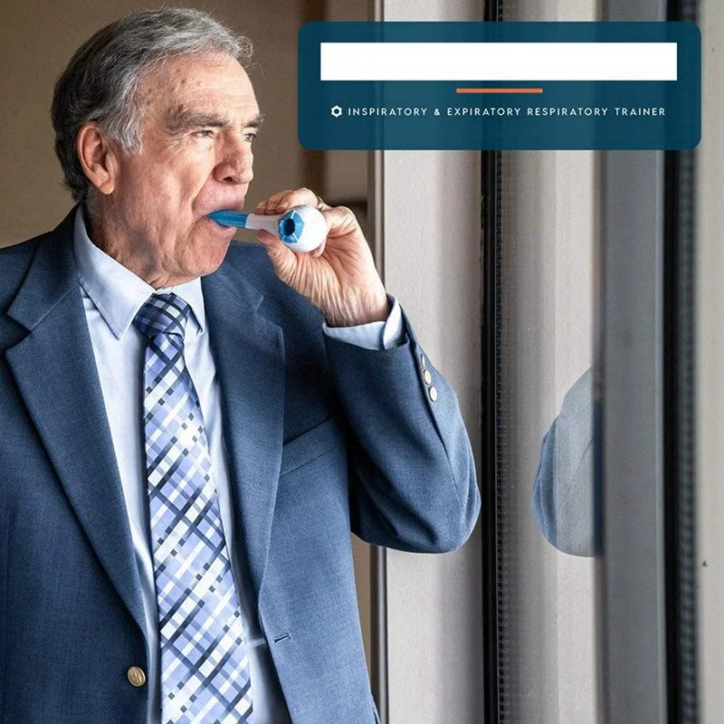 Breathing Exerciser Trainer Device | Adjustable Inhale & Exhale Resistance | Drug-Free Respiratory Muscle Builder
