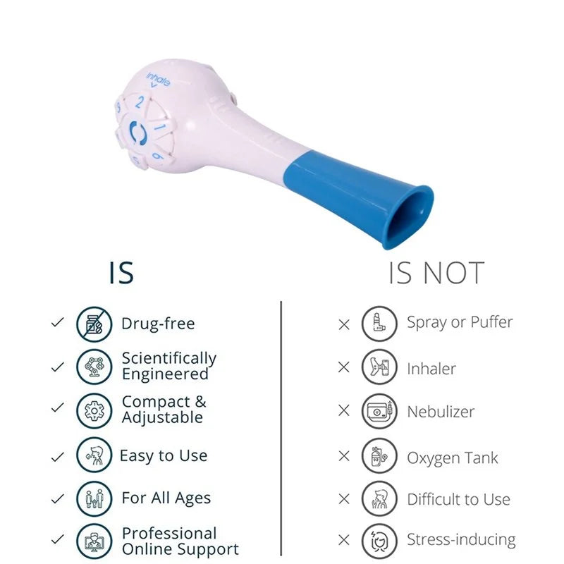 Breathing Exerciser Trainer Device | Adjustable Inhale & Exhale Resistance | Drug-Free Respiratory Muscle Builder