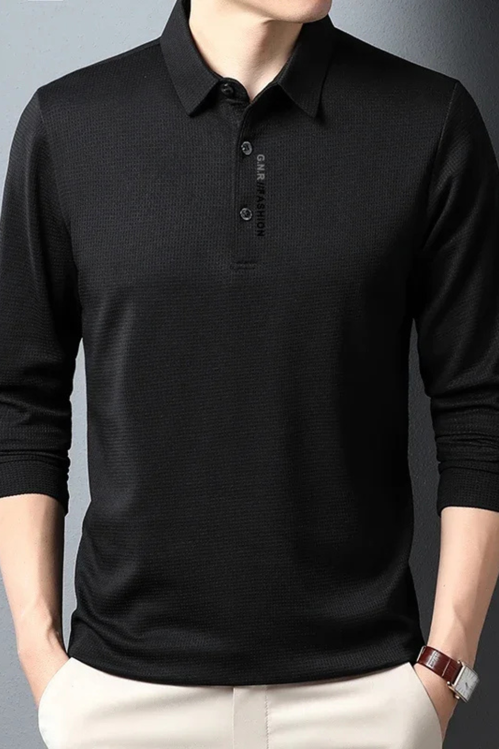 Bryn | Men's Polo Shirt - Textured Cotton Fabric, Short Sleeve Design 1