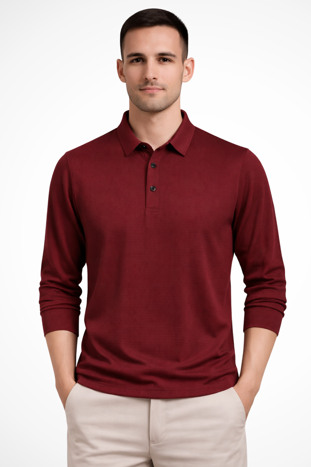 Bryn | Men's Polo Shirt - Textured Cotton Fabric, Short Sleeve Design 3