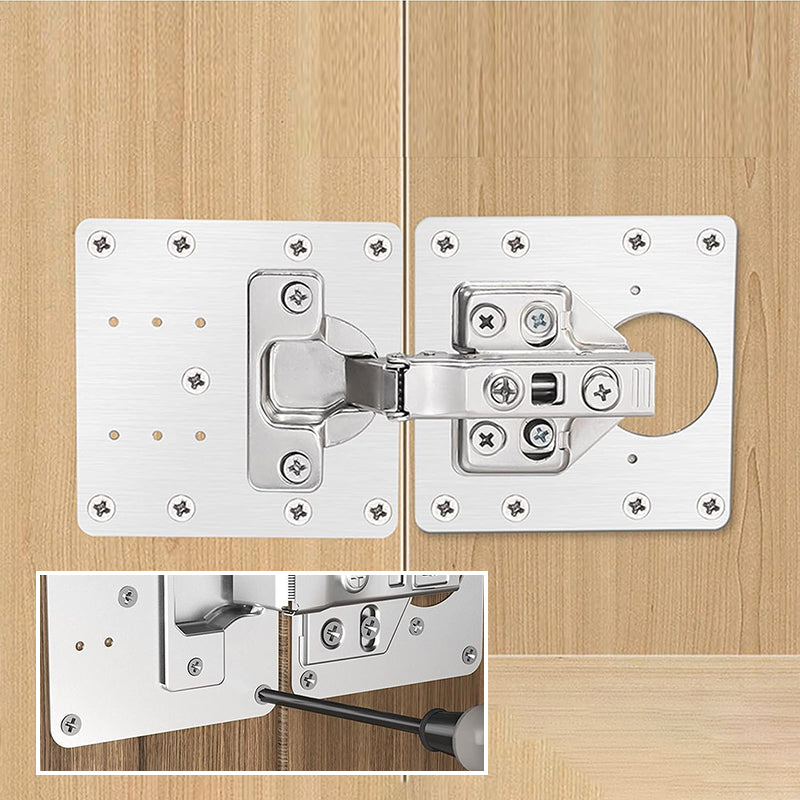 Cabinet Door Hinge Set Stainless Steel | Soft-Close Damper Mechanism | Quiet Closing for Folding Cabinet Doors with Fixing Plates