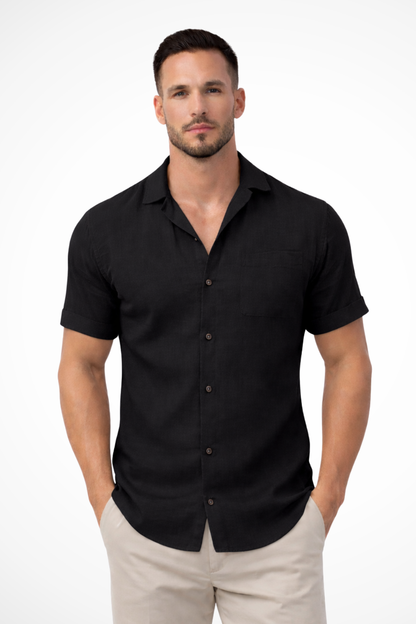 Caleb | Men's Shirt – Light Blue Short Sleeve Button-Up with Chest Pocket 6