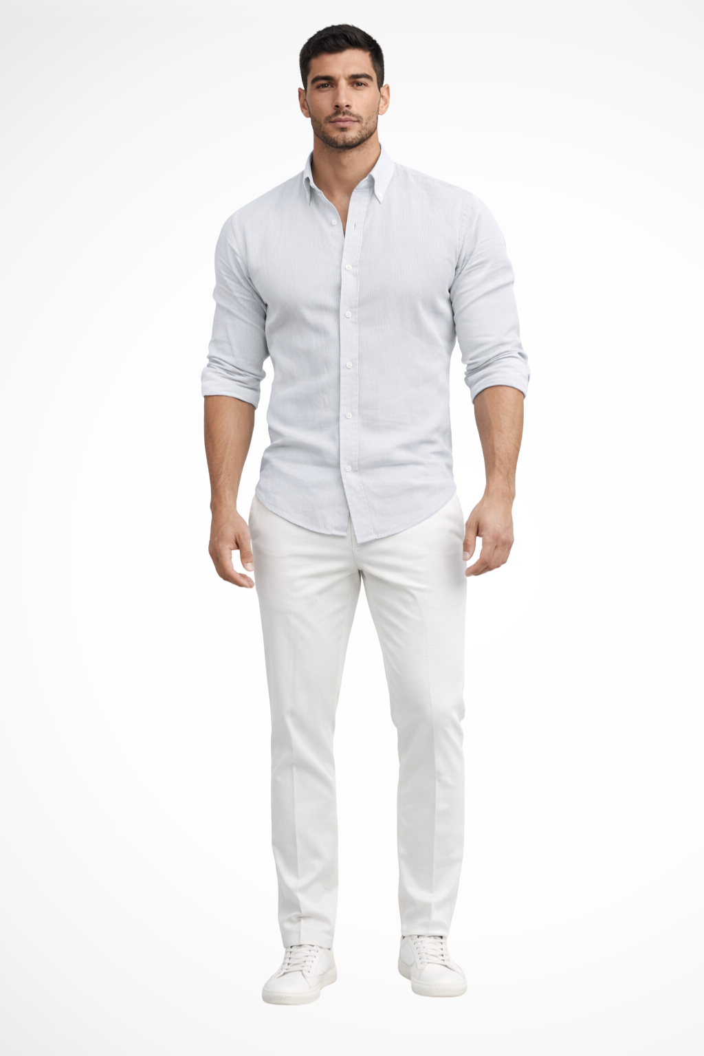 Callum | Men's Shirt - Loose Fit Cotton with Classic Lapel Collar 10
