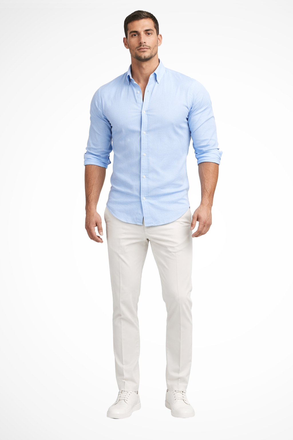 Callum | Men's Shirt - Loose Fit Cotton with Classic Lapel Collar 11