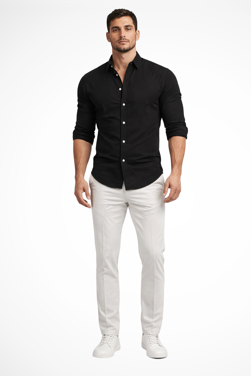 Callum | Men's Shirt - Loose Fit Cotton with Classic Lapel Collar 3