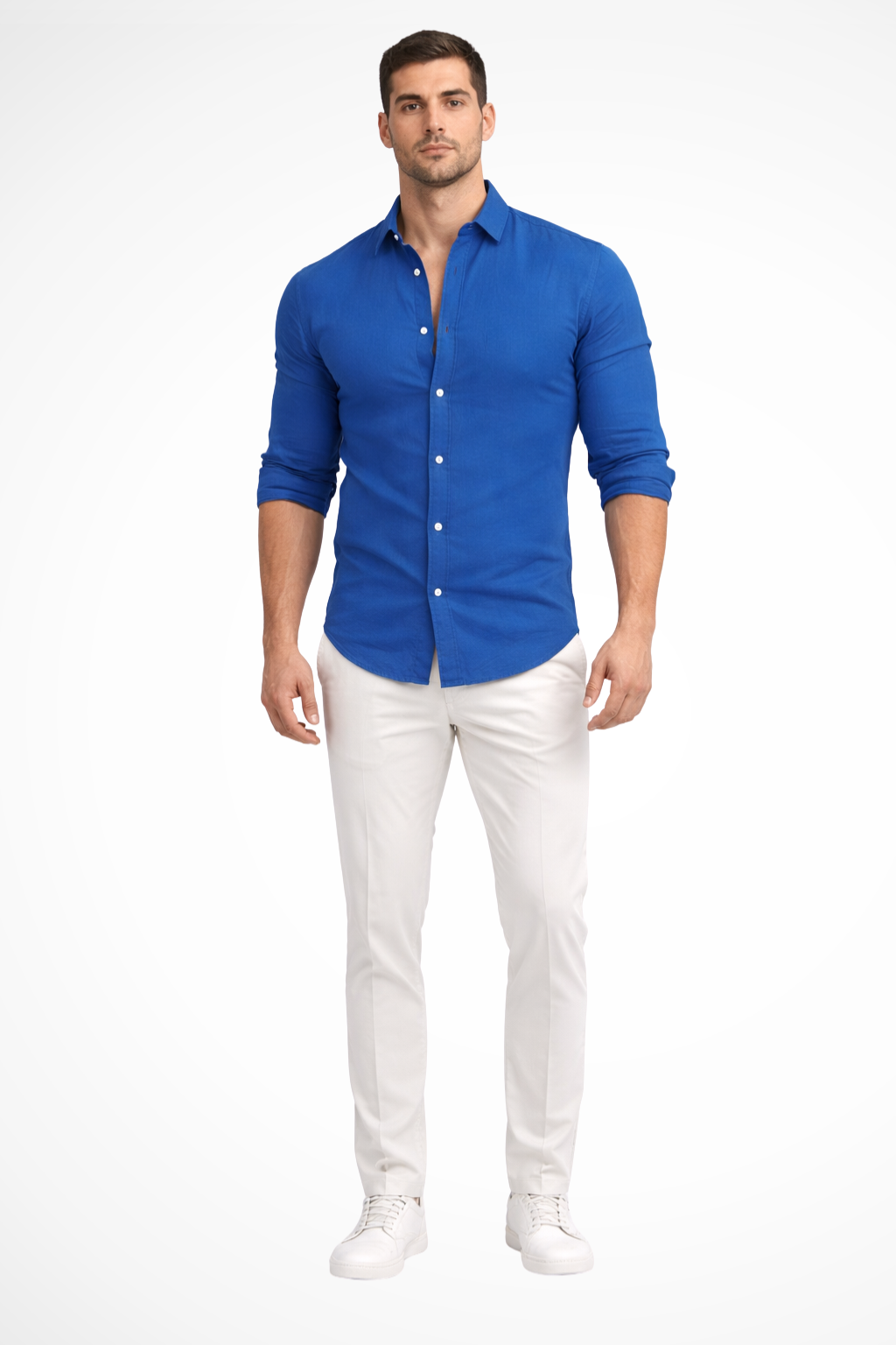 Callum | Men's Shirt - Loose Fit Cotton with Classic Lapel Collar 4