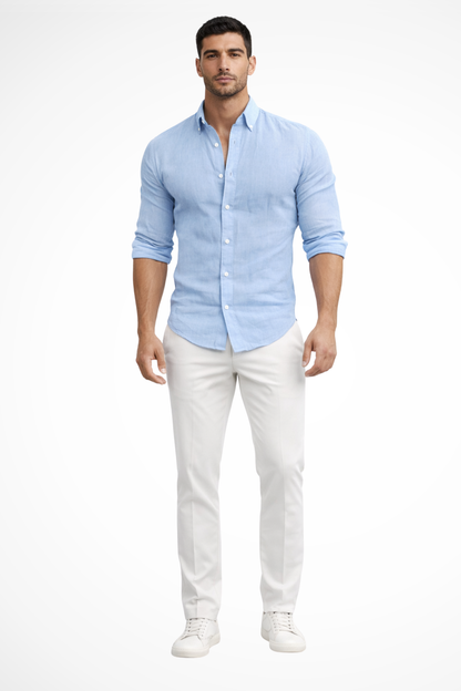 Callum | Men's Shirt - Loose Fit Cotton with Classic Lapel Collar 5