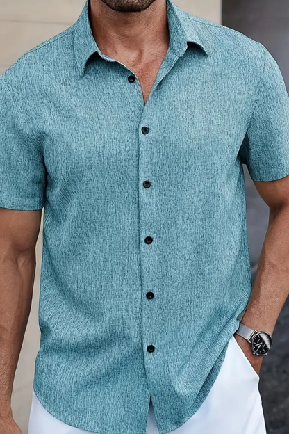 Callum | Men's Shirt - Short Sleeve Cotton with Textured Fabric 3