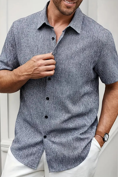 Callum | Men's Shirt - Short Sleeve Cotton with Textured Fabric 5