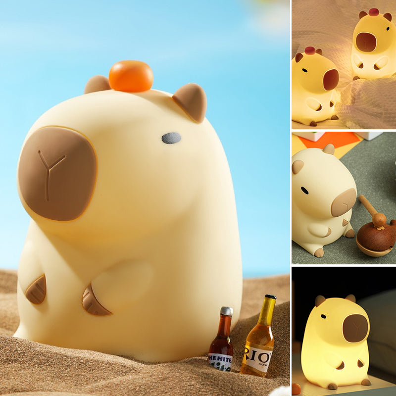Capybara LED Night Light | Touch Sensor & Remote Control | USB Rechargeable Silicone Mood Lamp for Bedroom & Desk