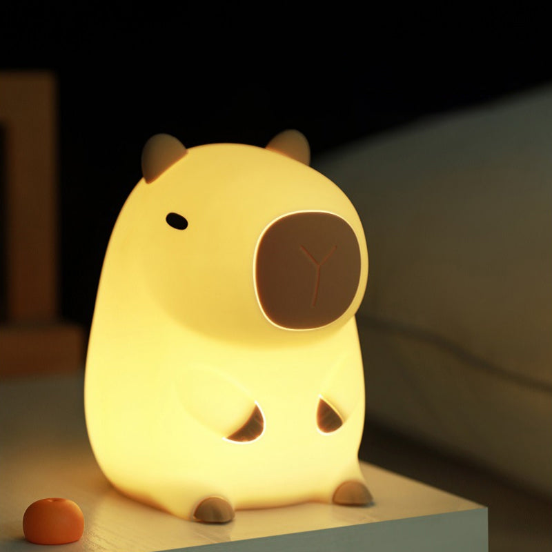 Capybara LED Night Light | Touch Sensor & Remote Control | USB Rechargeable Silicone Mood Lamp for Bedroom & Desk