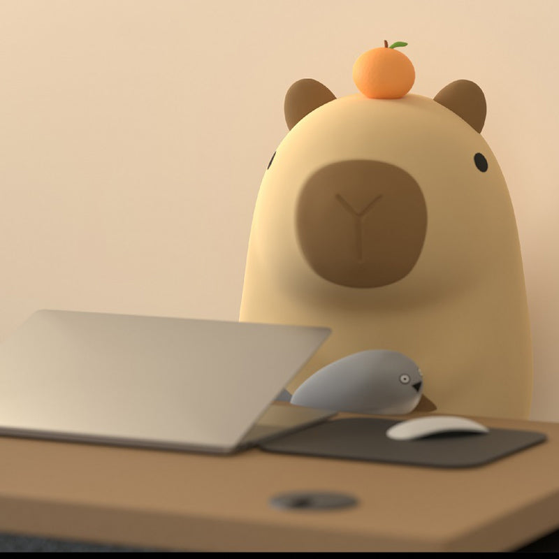 Capybara LED Night Light | Touch Sensor & Remote Control | USB Rechargeable Silicone Mood Lamp for Bedroom & Desk
