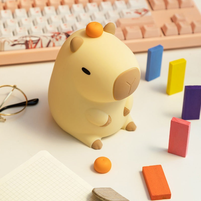 Capybara LED Night Light | Touch Sensor & Remote Control | USB Rechargeable Silicone Mood Lamp for Bedroom & Desk