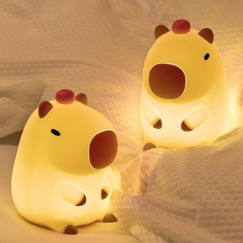 Capybara LED Night Light | Touch Sensor & Remote Control | USB Rechargeable Silicone Mood Lamp for Bedroom & Desk
