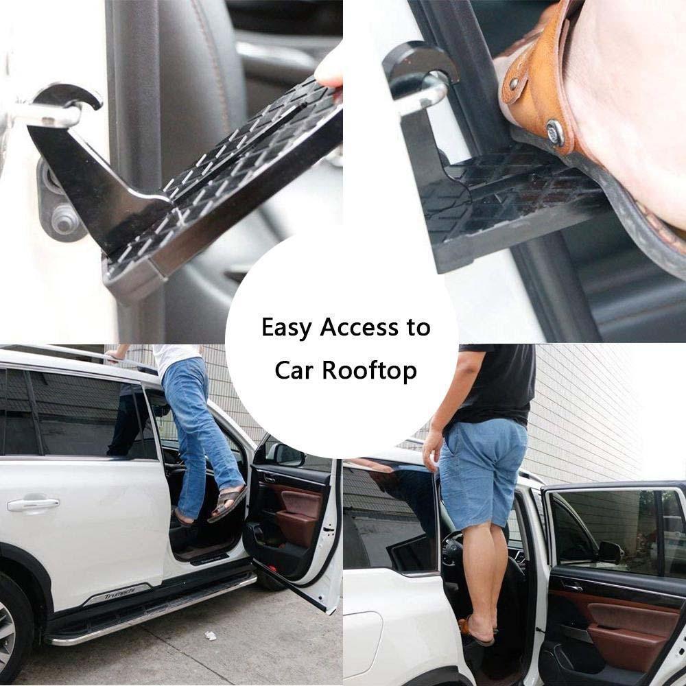Car Door Step Aluminium Alloy | Folding Design with Built-In Safety Hammer | Supports Up to 510 Pounds for Rooftop Access