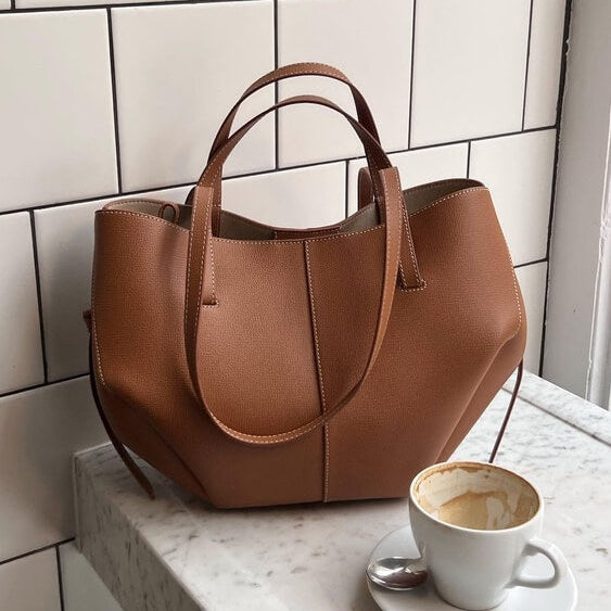 Caroline | Leather Tote Bag – Oversized Structured Design