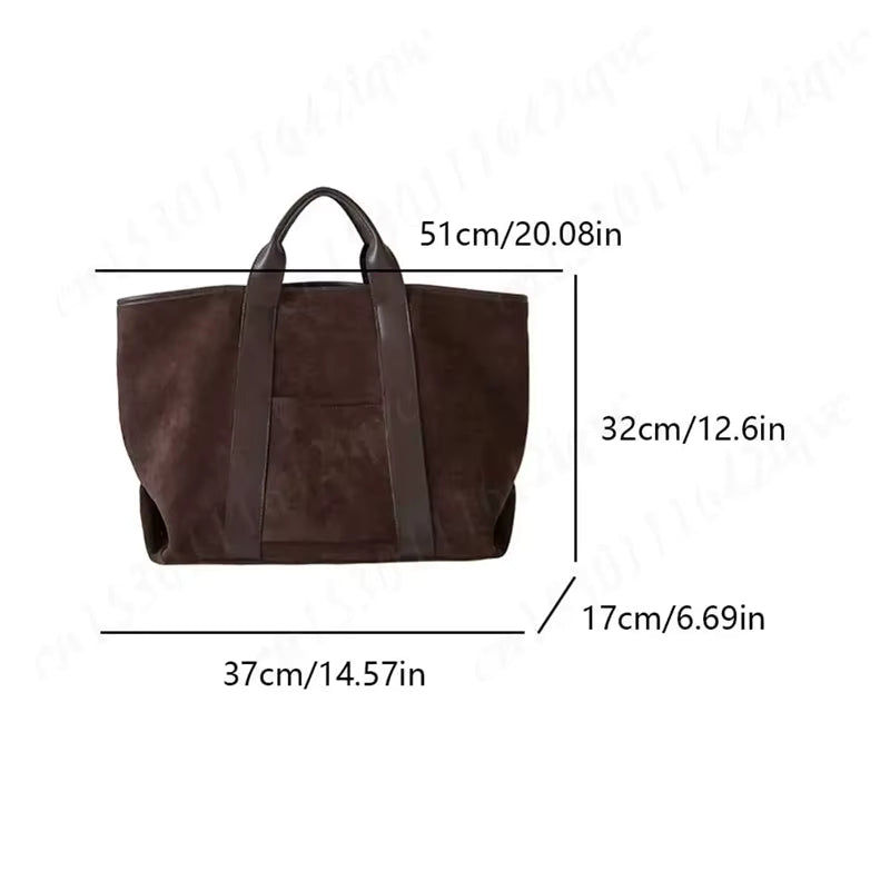 Carolyn | Oversized Tote Bag – Durable Faux Suede With Leather Trim