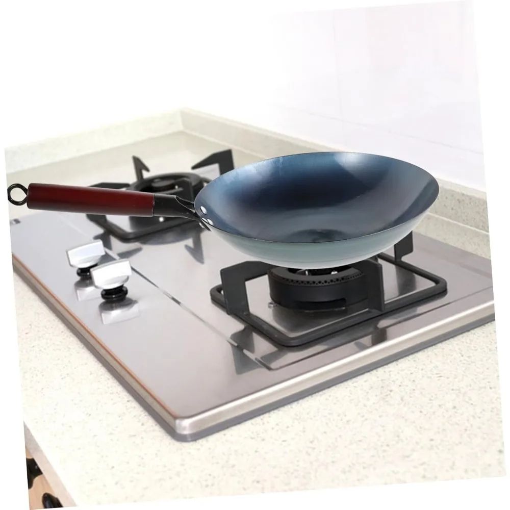 Cast Iron Wok | Wood Handle, Natural Non-Stick Patina Surface | Even Heat Retention for Stir-Fry, Sear, Braise & Steam