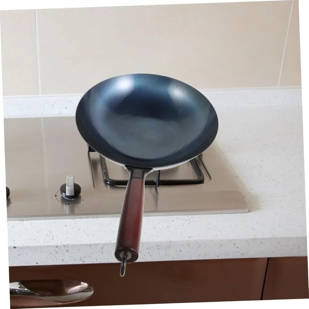 Cast Iron Wok | Wood Handle, Natural Non-Stick Patina Surface | Even Heat Retention for Stir-Fry, Sear, Braise & Steam