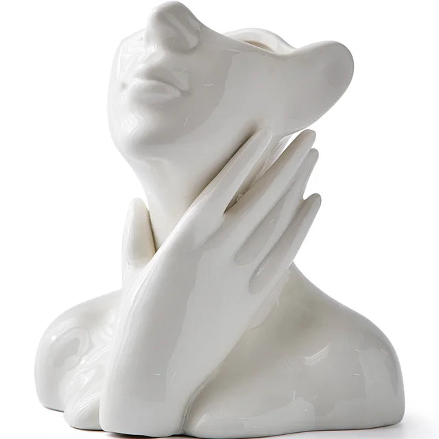 Ceramic Face Vase, Medium or Large | Elegant, Glamorous and Refined Styles | Sculptural Decor for Living Room and Office