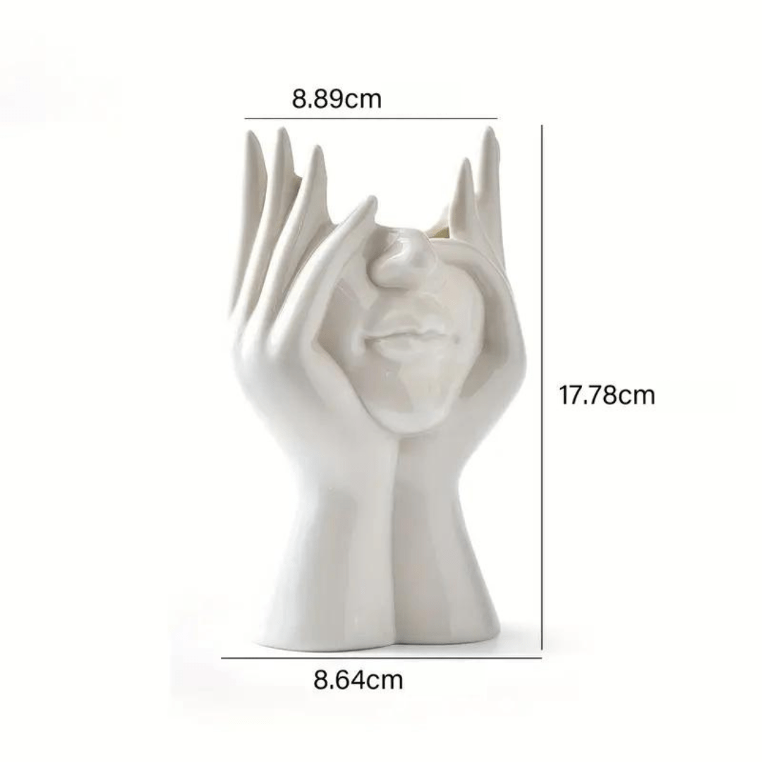 Ceramic Face Vase, Medium or Large | Elegant, Glamorous and Refined Styles | Sculptural Decor for Living Room and Office