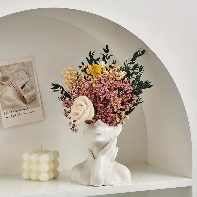 Ceramic Face Vase, Medium or Large | Elegant, Glamorous and Refined Styles | Sculptural Decor for Living Room and Office