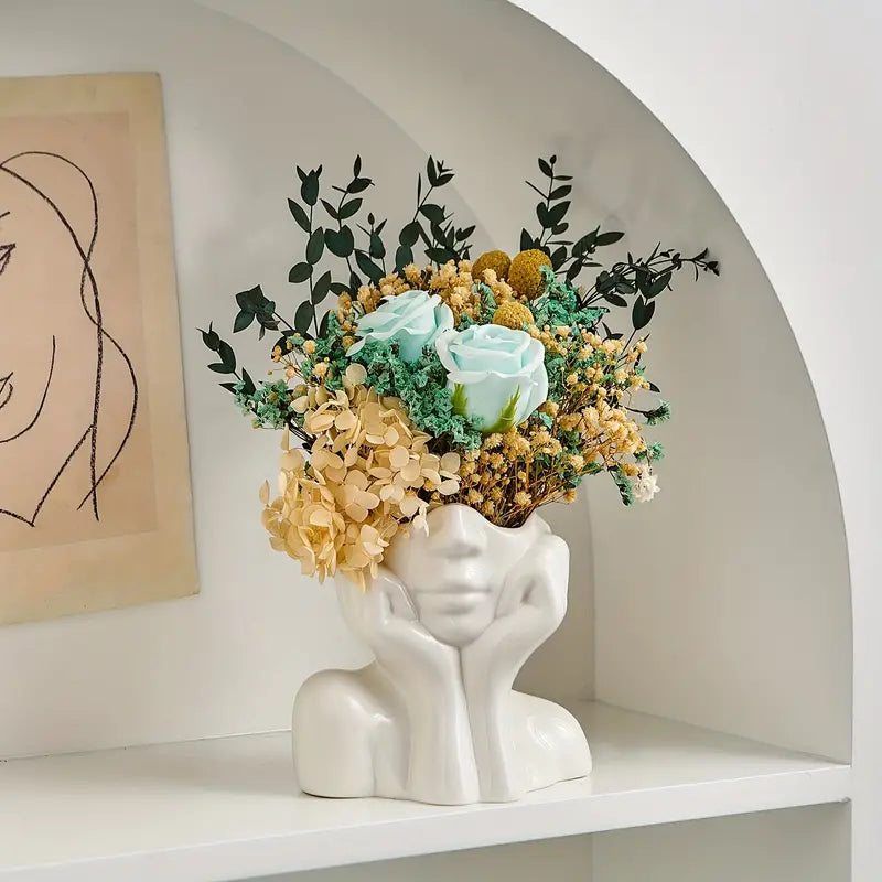 Ceramic Face Vase, Medium or Large | Elegant, Glamorous and Refined Styles | Sculptural Decor for Living Room and Office