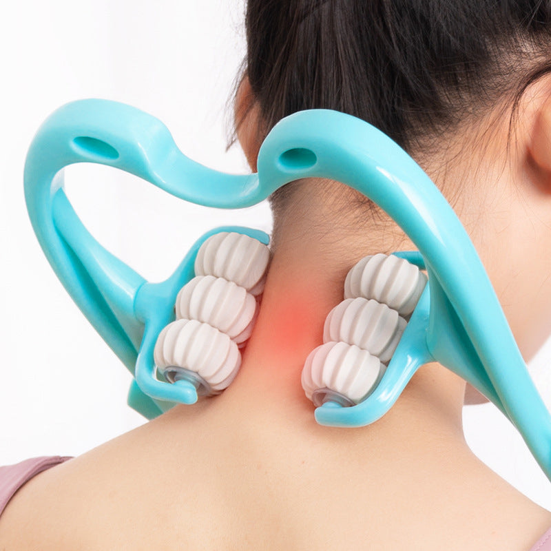 Cervical Neck Massager Roller | 6 Rotating Massage Heads | Relieves Shoulder and Neck Tension Anytime Anywhere