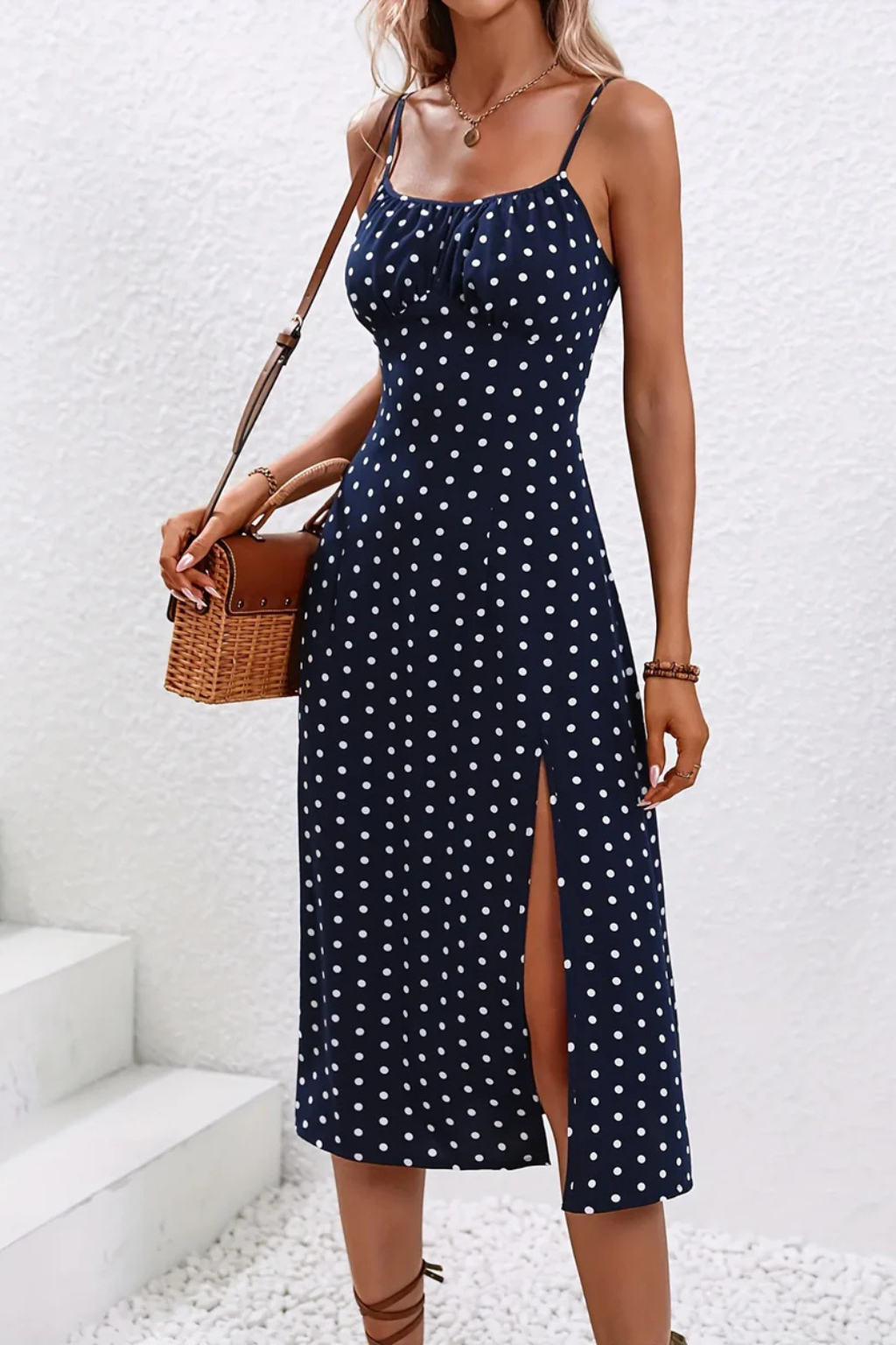 Charlotte | Women's Dress – Black Floral Midi with Side Slit 5