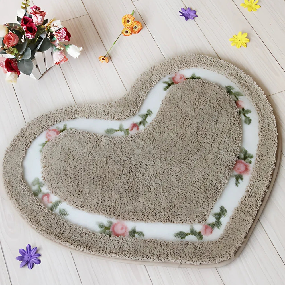 CharmingHeart | Non-Slip Bath Mat – Floral Tufted Microfiber Design