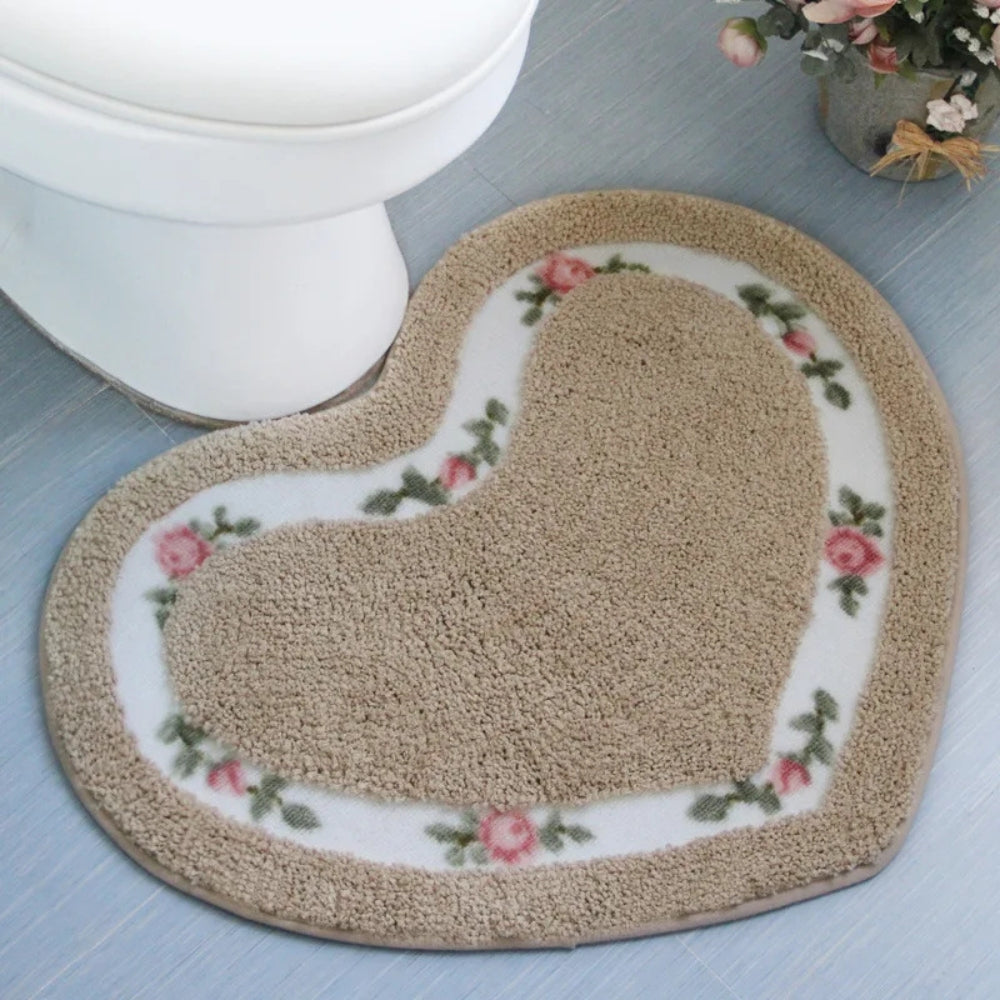CharmingHeart | Non-Slip Bath Mat – Floral Tufted Microfiber Design