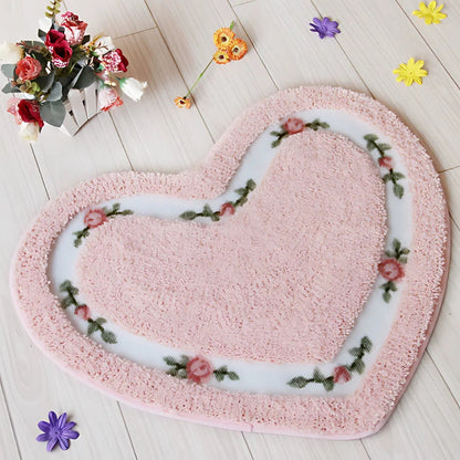 CharmingHeart | Non-Slip Bath Mat – Floral Tufted Microfiber Design 0