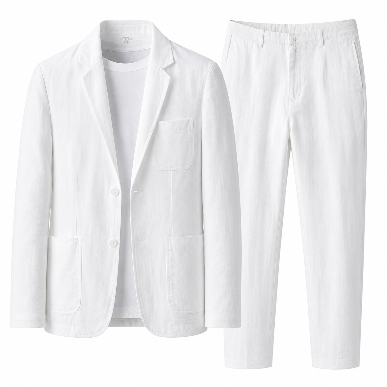 Men's Linen Suit – Notch Lapel Blazer with Drawstring Trousers