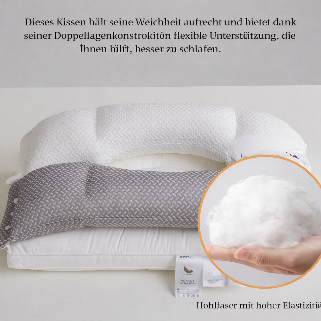 3-in-1 Neck Pillow 40 x 60 cm | Polyester Fibre, Ergonomic Shape | Supports Neck for Back and Side Sleepers, Ready to Use 2