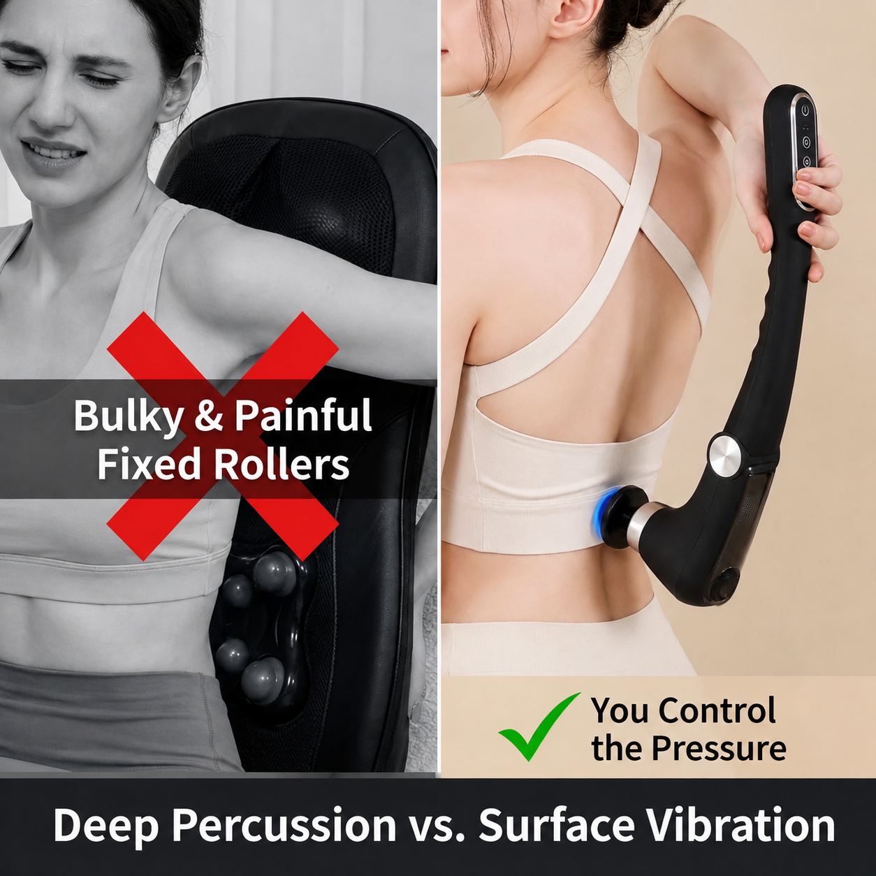 Back Heater & Massager Gun | Folding Arm, Heated Head