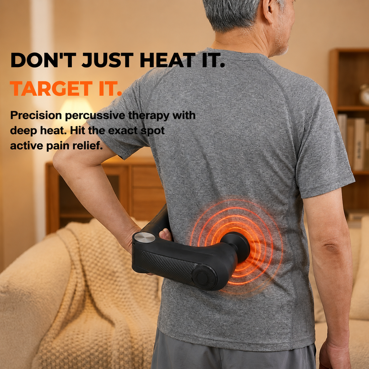 Back Heater & Massager Gun | Folding Arm, Heated Head