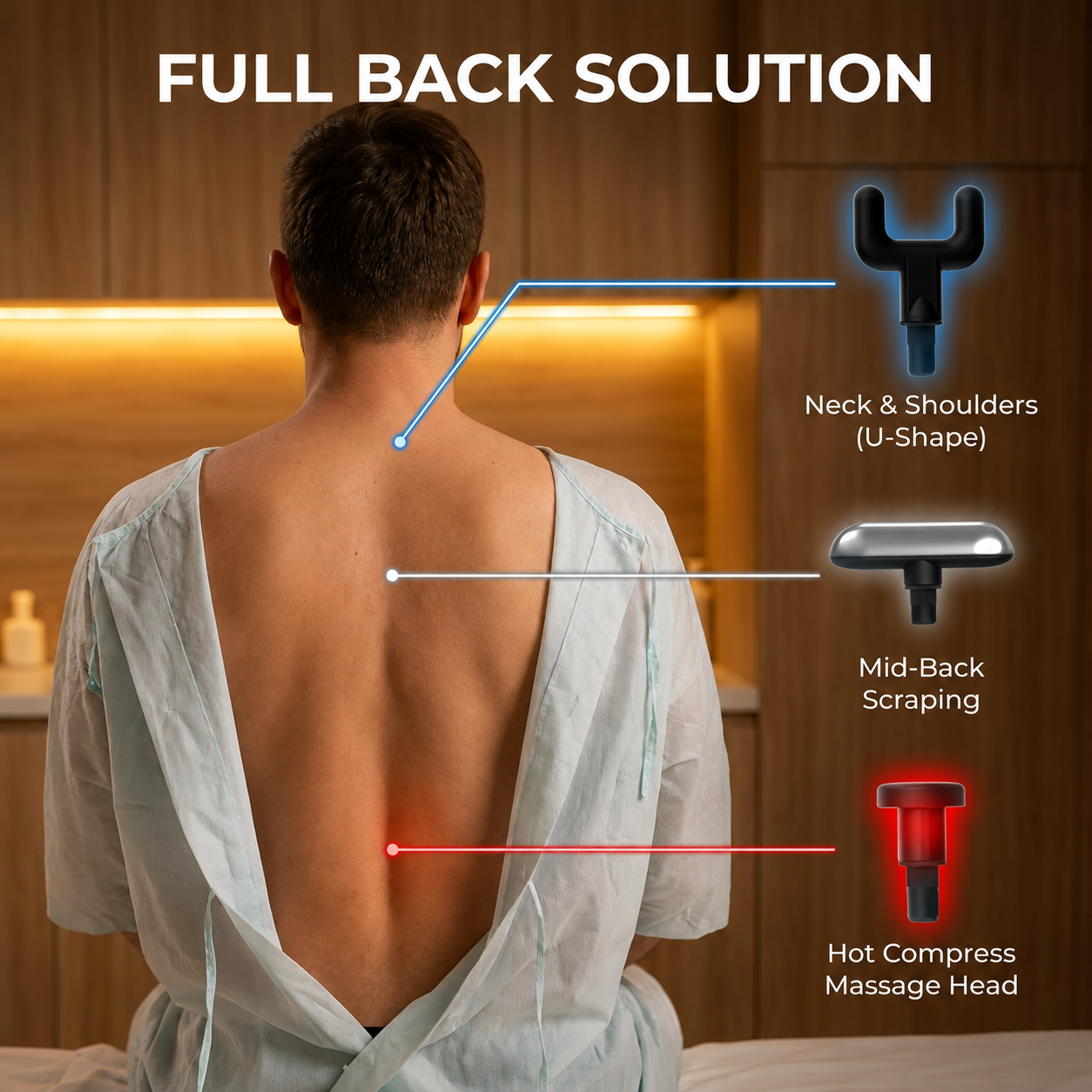 Back Heater & Massager Gun | Folding Arm, Heated Head