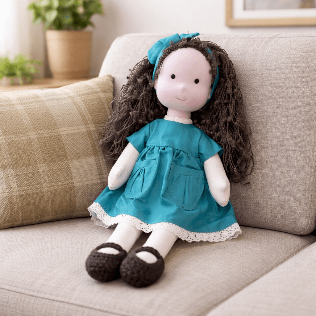 Handmade Waldorf Doll, Cotton & Plush, 28 cm | Minimalist Face for Imaginative Play | Sturdy Plastic Head, Cuddly Body 30