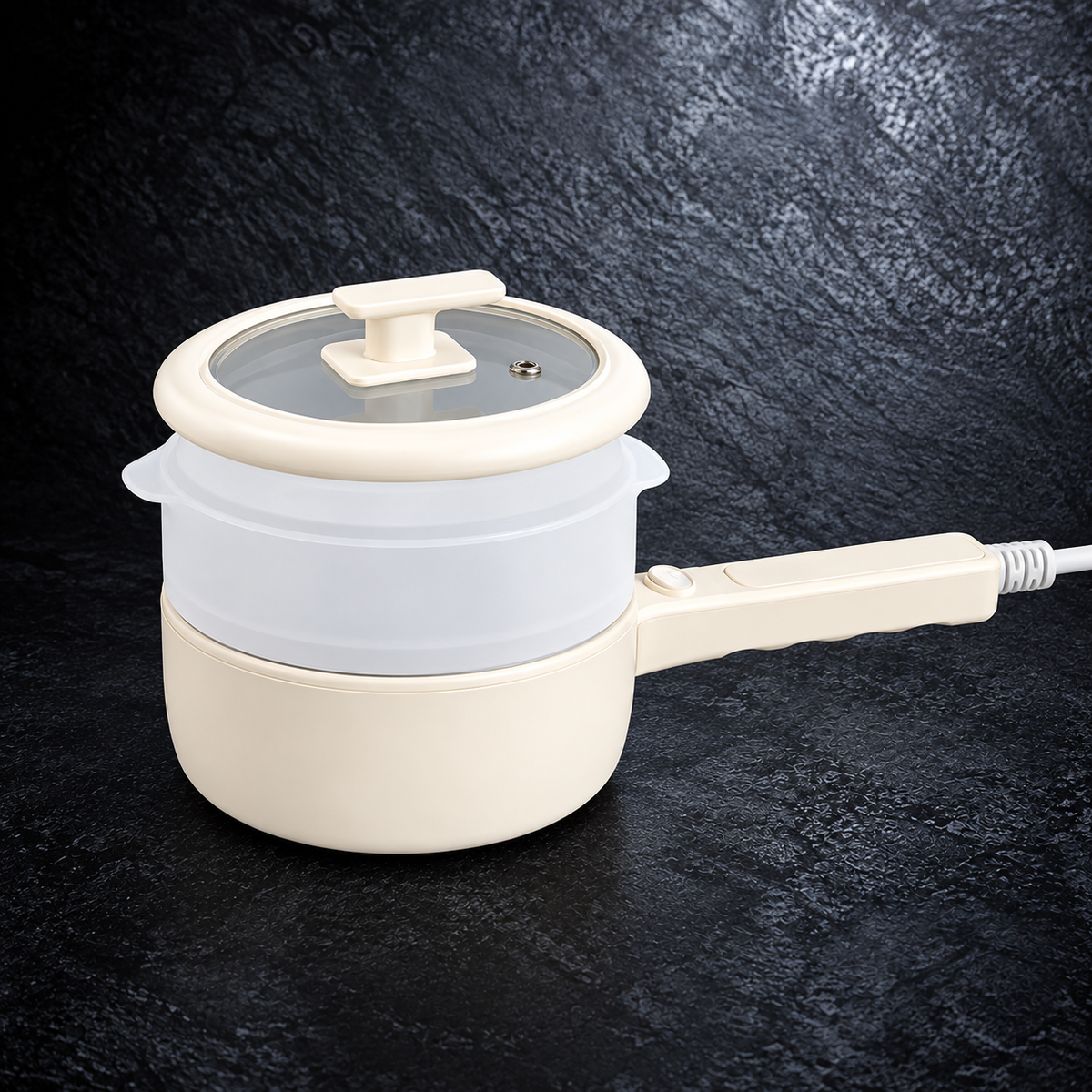Electric Cooker Non-Stick Ceramic Interior 1.5 Litre | Cool-Touch Handle, Two Heat Settings | Portable Boil, Steam, Sauté & Fry